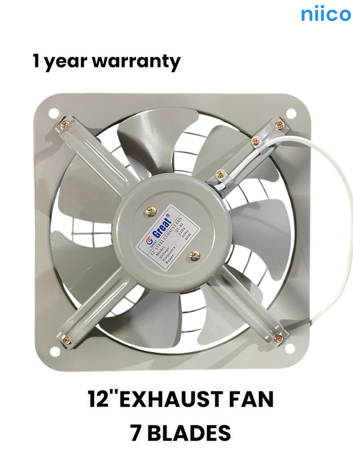 Picture of Exhaust Fan  Lonh Lasting  National Deluxe 12 inch 7 Blade Steel  Body & Pakha =1 Year warranty