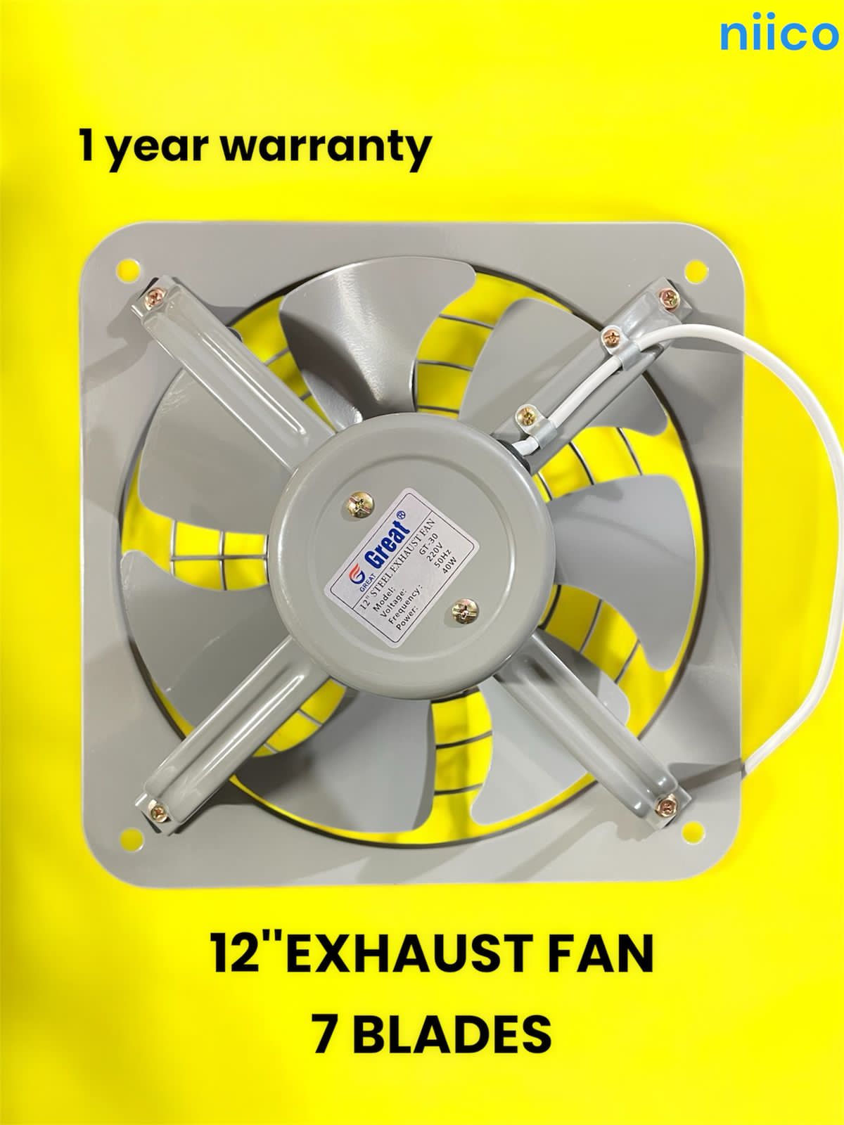 Picture of Exhaust Fan  Lonh Lasting  National Deluxe 12 inch 7 Blade Steel  Body & Pakha =1 Year warranty