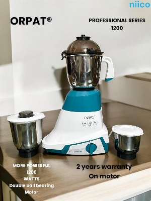 Picture of Orpat 1200 Watts More Powerful Durable Ball Bearing Motor  Professional   3 IN 1 ELECTRIC Heavy Duty Mixer Blender 3 Stainless Steel Jar 1200 Watt = 100 Percent Cooper Blender