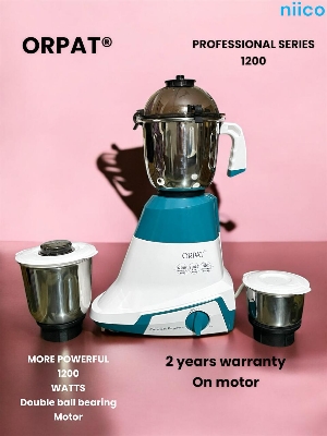 Picture of Orpat 1200 Watts More Powerful Durable Ball Bearing Motor  Professional   3 IN 1 ELECTRIC Heavy Duty Mixer Blender 3 Stainless Steel Jar 1200 Watt = 100 Percent Cooper Blender