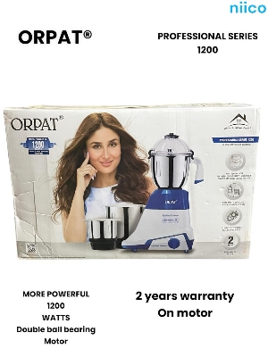 Picture of Orpat 1200 Watts More Powerful Durable Ball Bearing Motor  Professional   3 IN 1 ELECTRIC Heavy Duty Mixer Blender 3 Stainless Steel Jar 1200 Watt = 100 Percent Cooper Blender