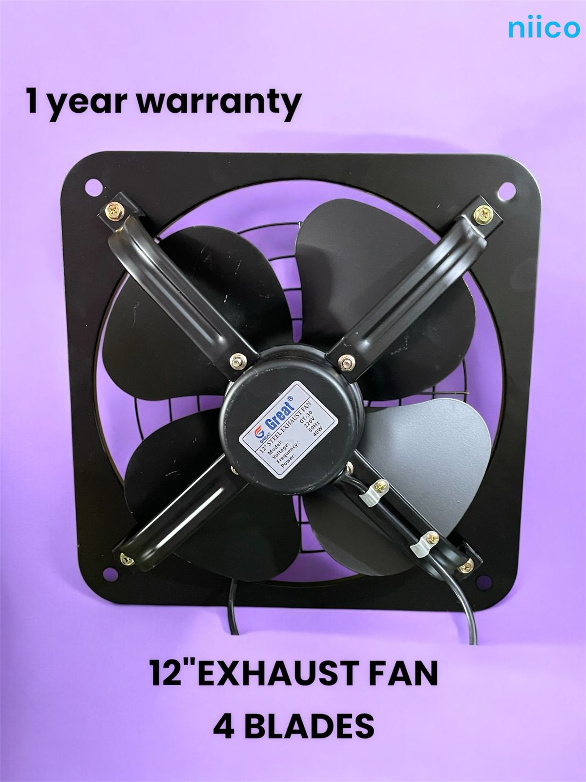 Picture of Exhaust Fan  Lonh Lasting  National Deluxe 12 inch 4 Blade Steel  Body & Pakha =1 Year warranty