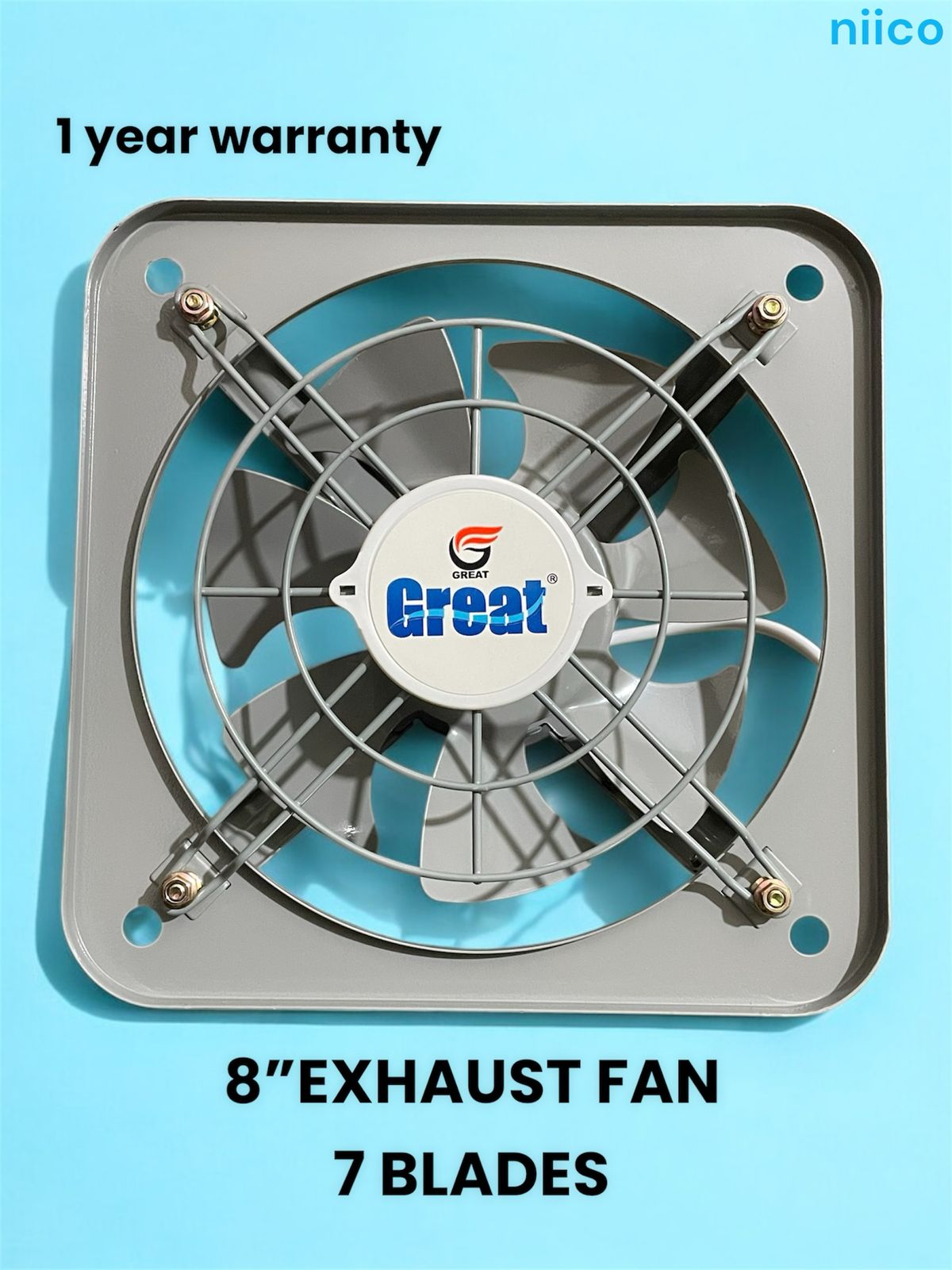 Picture of Exhaust Fan  Lonh Lasting  National Deluxe 8 inch 7 Blade Steel  Body & Pakha =1 Year warranty