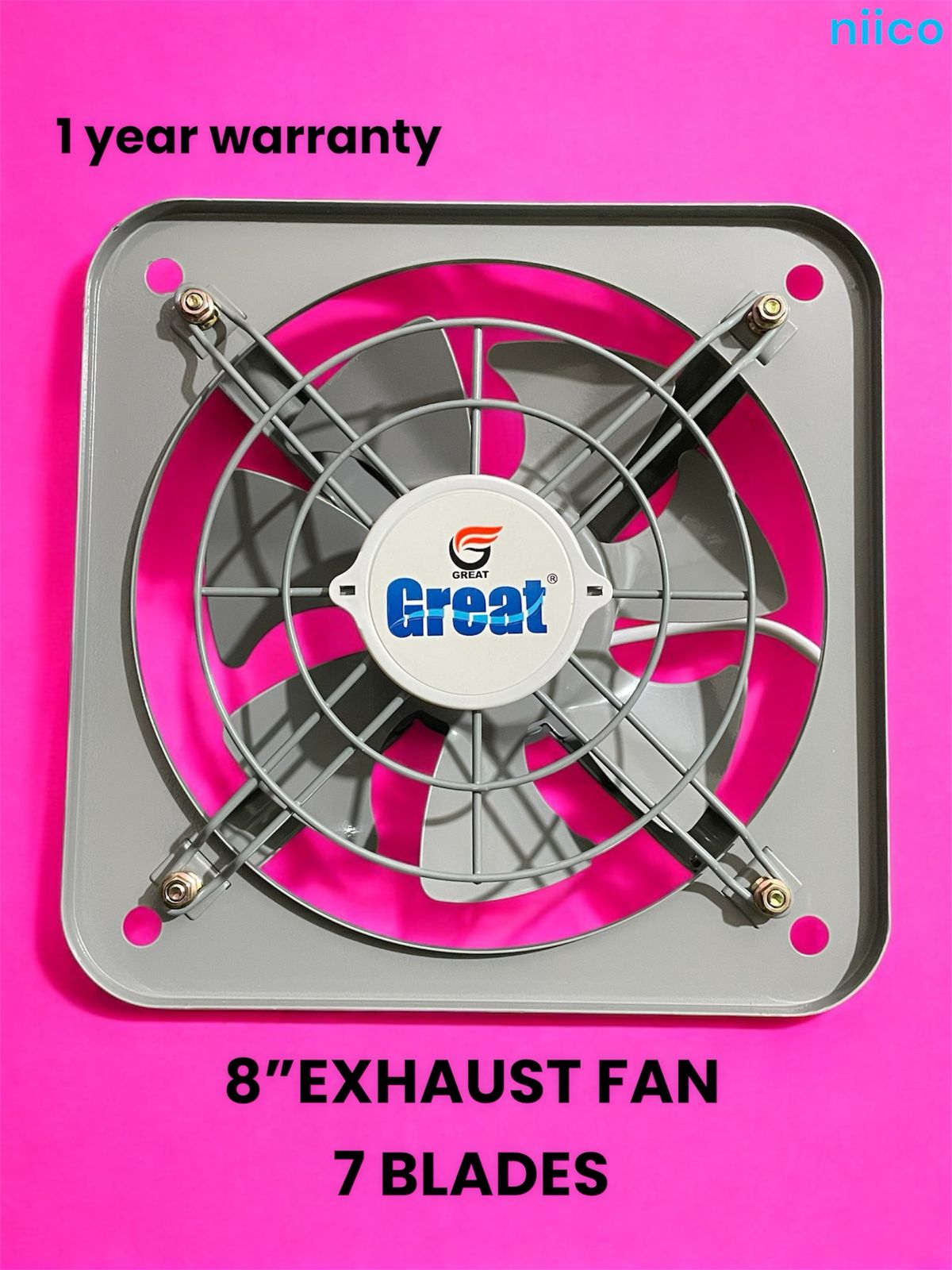 Picture of Exhaust Fan  Lonh Lasting  National Deluxe 8 inch 7 Blade Steel  Body & Pakha =1 Year warranty