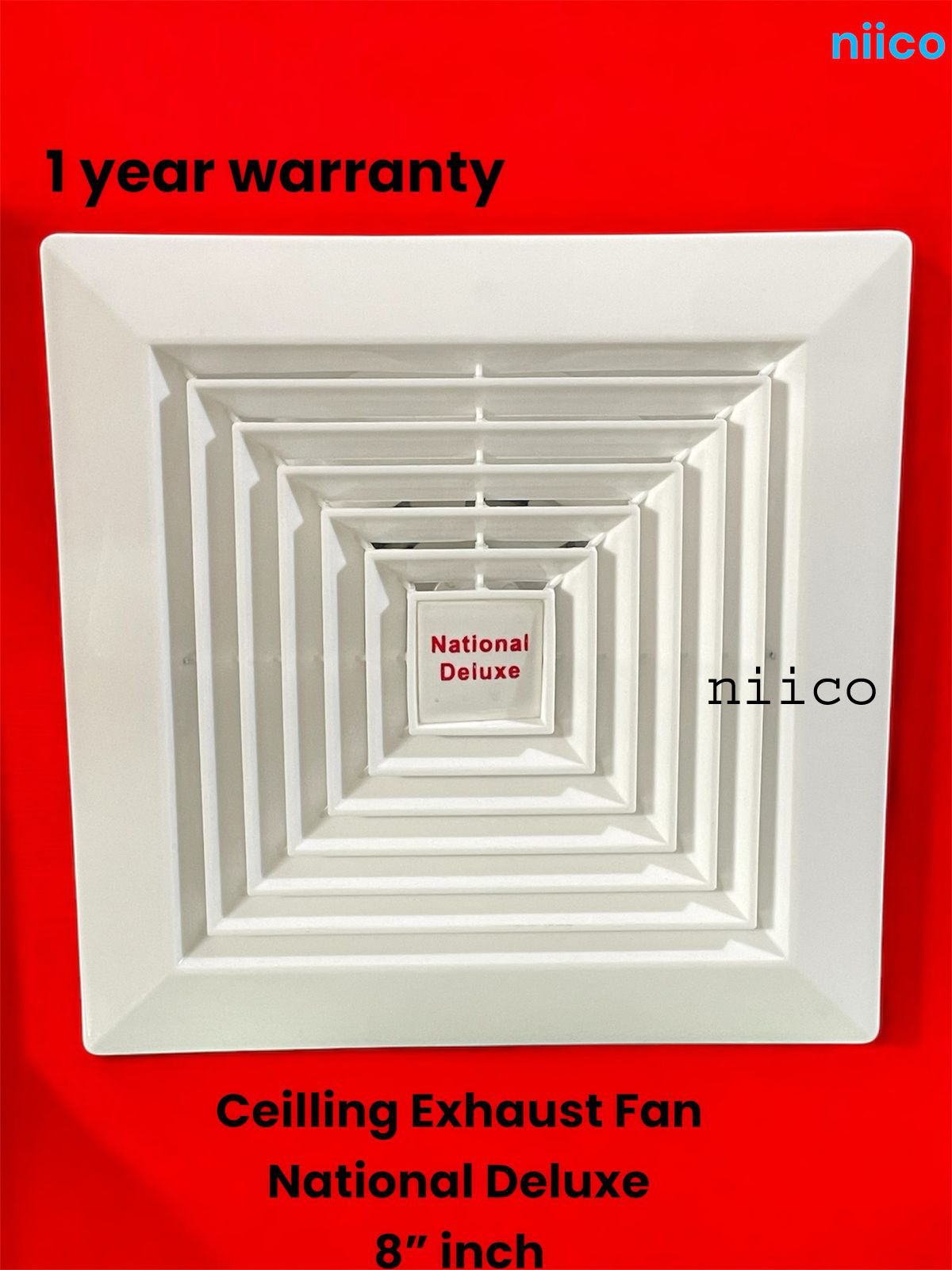 Picture of National Deluxe 8 inch Ceiling Exhust fan  =1 Year warranty Size(25X16X25.3 CM)