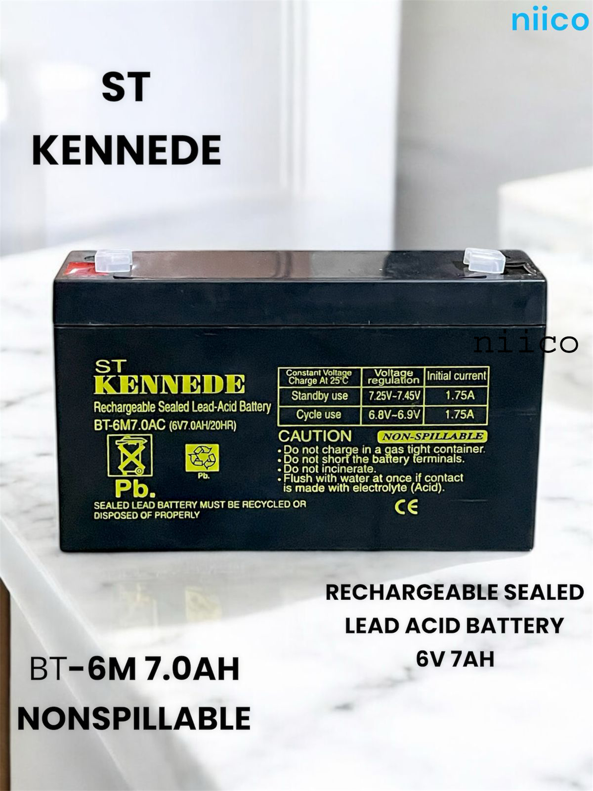 Picture of Charger fan Rechargeable Battery Maintenance free Heavy Weight  Model- KENNEDE=6V 7.0Ah-1050 Gram -5 Year life time