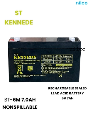 Picture of Charger fan Rechargeable Battery Maintenance free Heavy Weight  Model- KENNEDE=6V 7.0Ah-1050 Gram -5 Year life time