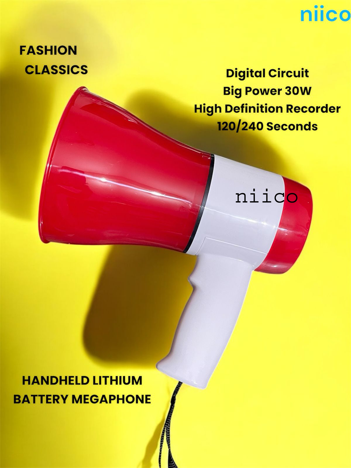 Picture of Hand Mike With High Defination Recorder 120-240 Second Recording Time -30 Watt Model=  619U Megaphon Handheald Lithium Battery -1 Year Warranty