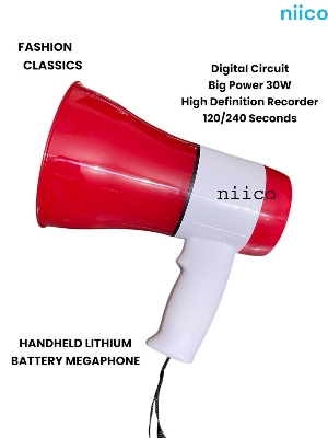 Picture of Hand Mike With High Defination Recorder 120-240 Second Recording Time -30 Watt Model=  619U Megaphon Handheald Lithium Battery -1 Year Warranty