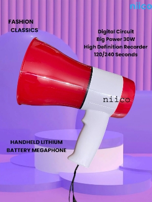 Picture of Hand Mike With High Defination Recorder 120-240 Second Recording Time -30 Watt Model=  619U Megaphon Handheald Lithium Battery -1 Year Warranty