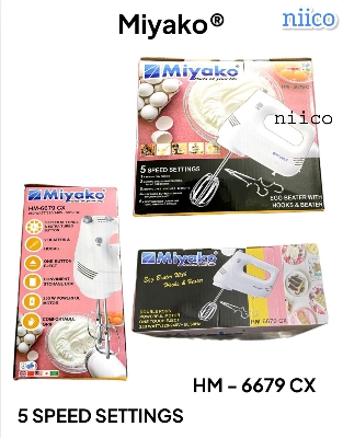 Picture of Miyako 5 Speed Setting  Durable Super Hand Mixer & Electric Egg Bitter/ Dry Food / Mixing Cake /Cookies/ Biscuits in White Is Versatile and Efficient Electric Bitter Effortless and Convenient-(1 Year Warranty )