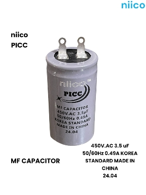Picture of Niico Ceiling Fan Capacitor Model niico=PICC- 3.5uf =450 V.AC (Made In China)  Capacitor=3.5 UF ( 1 Year Warranty)