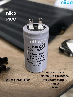 Picture of Niico Ceiling Fan Capacitor Model niico=PICC- 3.5uf =450 V.AC (Made In China)  Capacitor=3.5 UF ( 1 Year Warranty)