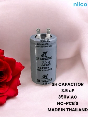 Picture of Ceiling Fan Capacitor Model=SH 3.5uf =350 V.AC Made In Thailand Capacitor=3.5 UF