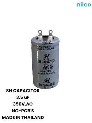 Picture of Ceiling Fan Capacitor Model=SH 3.5uf =350 V.AC Made In Thailand Capacitor=3.5 UF