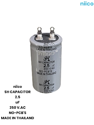 Picture of Niico Ceiling Fan Capacitor Model niico=SH 2.5uf =350 V.AC Made In Thailand Original Capacitor=2.5 UF ( 1 Year Warranty)