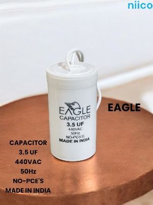 Picture of Ceiling Fan Capacitor Model=EAGAL= 3.5uf =440 V.AC (Made In India) Capacitor=3.5 UF