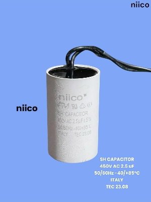 Picture of Niico Ceiling Fan Capacitor Model niico=FM- 2.5uf =450 V.AC (Made In Italy)  Capacitor=2.5 UF ( 3 Year Warranty)