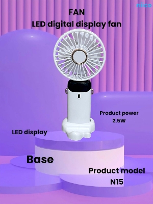 Picture of Mini USB Lithium battery Heavy Duty Rechargeable Portable Handheld cooling Fan With Disply System - 5 year life Time=Model-N15-002(1 Year warranty )