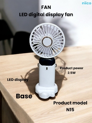 Picture of Mini USB Lithium battery Heavy Duty Rechargeable Portable Handheld cooling Fan With Disply System - 5 year life Time=Model-N15-002(1 Year warranty )