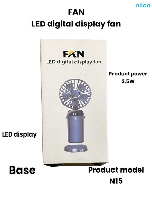 Picture of Mini USB Lithium battery Heavy Duty Rechargeable Portable Handheld cooling Fan With Disply System - 5 year life Time=Model-N15-002(1 Year warranty )