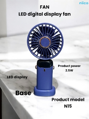 Picture of Mini USB Lithium battery Heavy Duty Rechargeable Portable Handheld cooling Fan With Disply System - 5 year life Time=Model-N15-001(1 Year warranty )