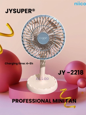 Picture of Rechargeable Moving Charger Fan  Portable Professional  Mini Table Fan Model: Joy Super JY-2218 -001Strong Wind Left to Right Oscillating Angle 45 Degrees - (1 Year Warranty)