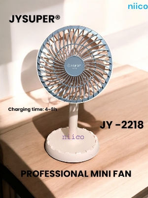 Picture of Rechargeable Moving Charger Fan  Portable Professional  Mini Table Fan Model: Joy Super JY-2218 -001Strong Wind Left to Right Oscillating Angle 45 Degrees - (1 Year Warranty)