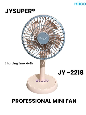 Picture of Rechargeable Moving Charger Fan  Portable Professional  Mini Table Fan Model: Joy Super JY-2218 -001Strong Wind Left to Right Oscillating Angle 45 Degrees - (1 Year Warranty)