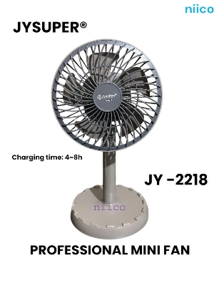 Picture of Rechargeable Moving Charger Fan  Portable Professional  Mini Table Fan Model: Joy Super JY-2218 -002 Strong Wind Left to Right Oscillating Angle 45 Degrees - (1 Year Warranty)