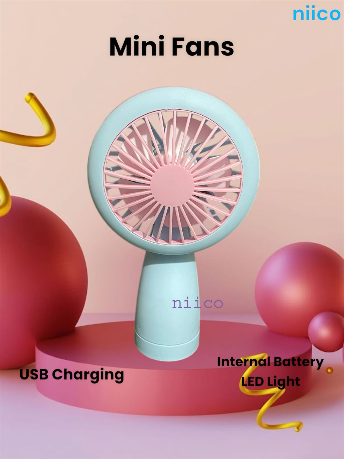 Picture of Mini USB Lithium battery Heavy Duty Rechargeable Portable Handheld cooling Fan With Toggle Switch - Model=66-01(1 Year warranty )