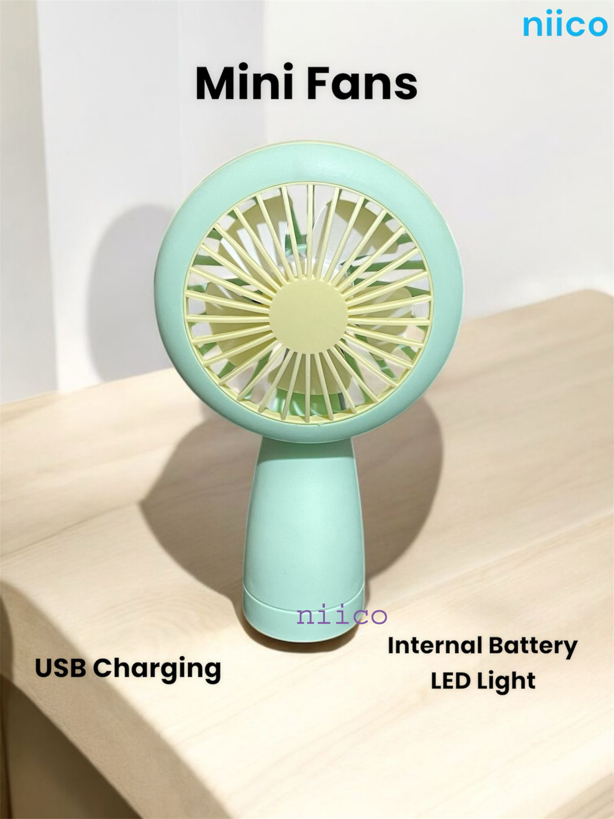 Picture of Mini USB Lithium battery Heavy Duty Rechargeable Portable Handheld cooling Fan With Toggle Switch - Model=66-01(1 Year warranty )