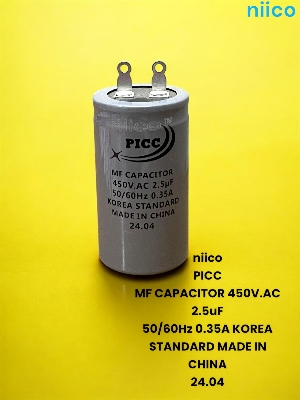 Picture of Niico Ceiling Fan Capacitor Model niico=PICC- 2.5uf =450 V.AC (Made In China)  Capacitor=2.5 UF ( 1 Year Warranty)