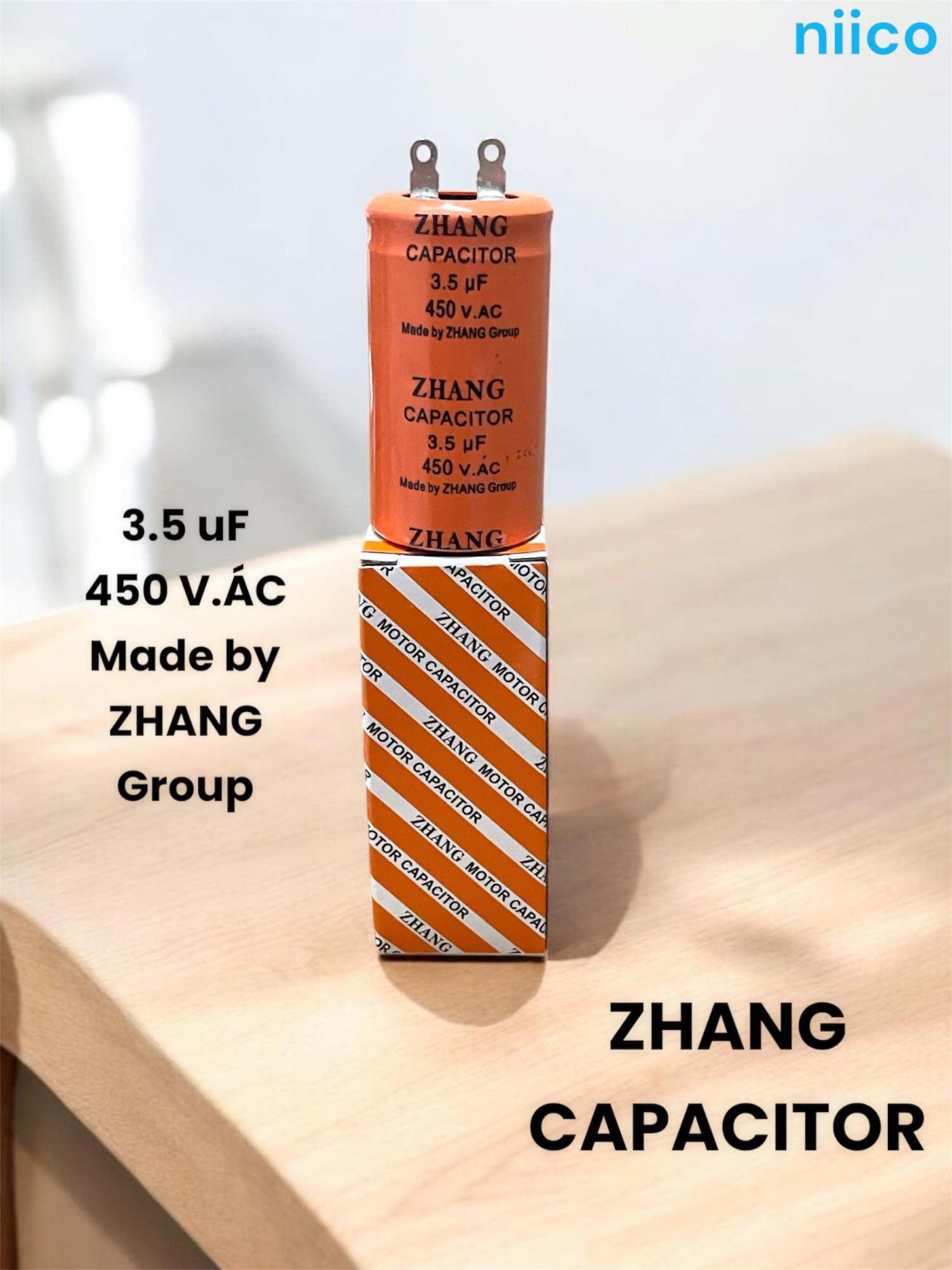 Picture of ZHANG Ceiling Fan Capacitor Model ZHANG- 3.5uf =450 = Capacitor=3.5 UF Pin  Type Capacitor -(1 Year Warranty)