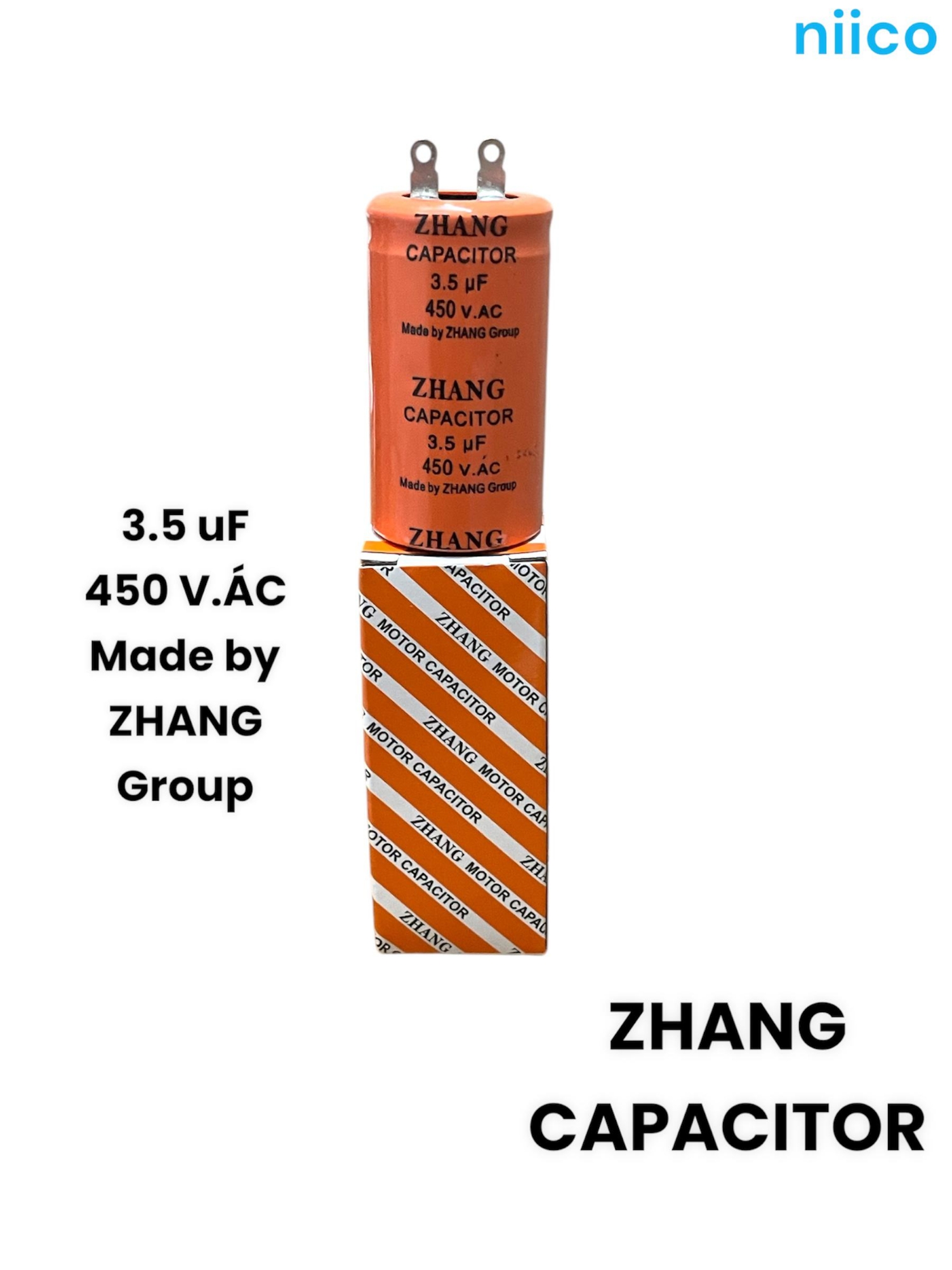 Picture of ZHANG Ceiling Fan Capacitor Model ZHANG- 3.5uf =450 = Capacitor=3.5 UF Pin  Type Capacitor -(1 Year Warranty)