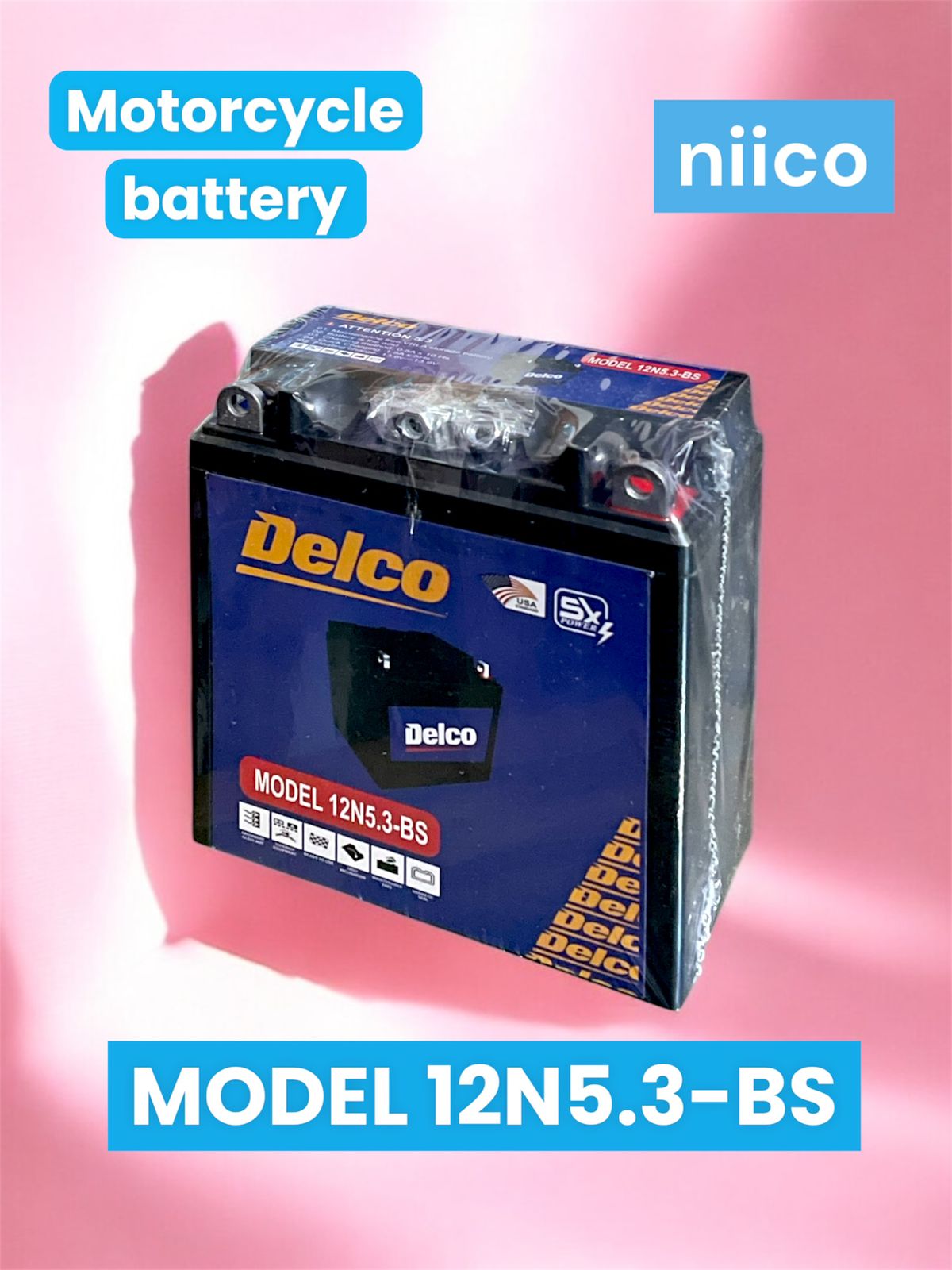 Picture of 12 Volt Discover/TVS Honda Motorcycle  Battery Maintenance Free Model-12N5.3-BS (12Volt 5.3 Ah)-3 Month Warranty