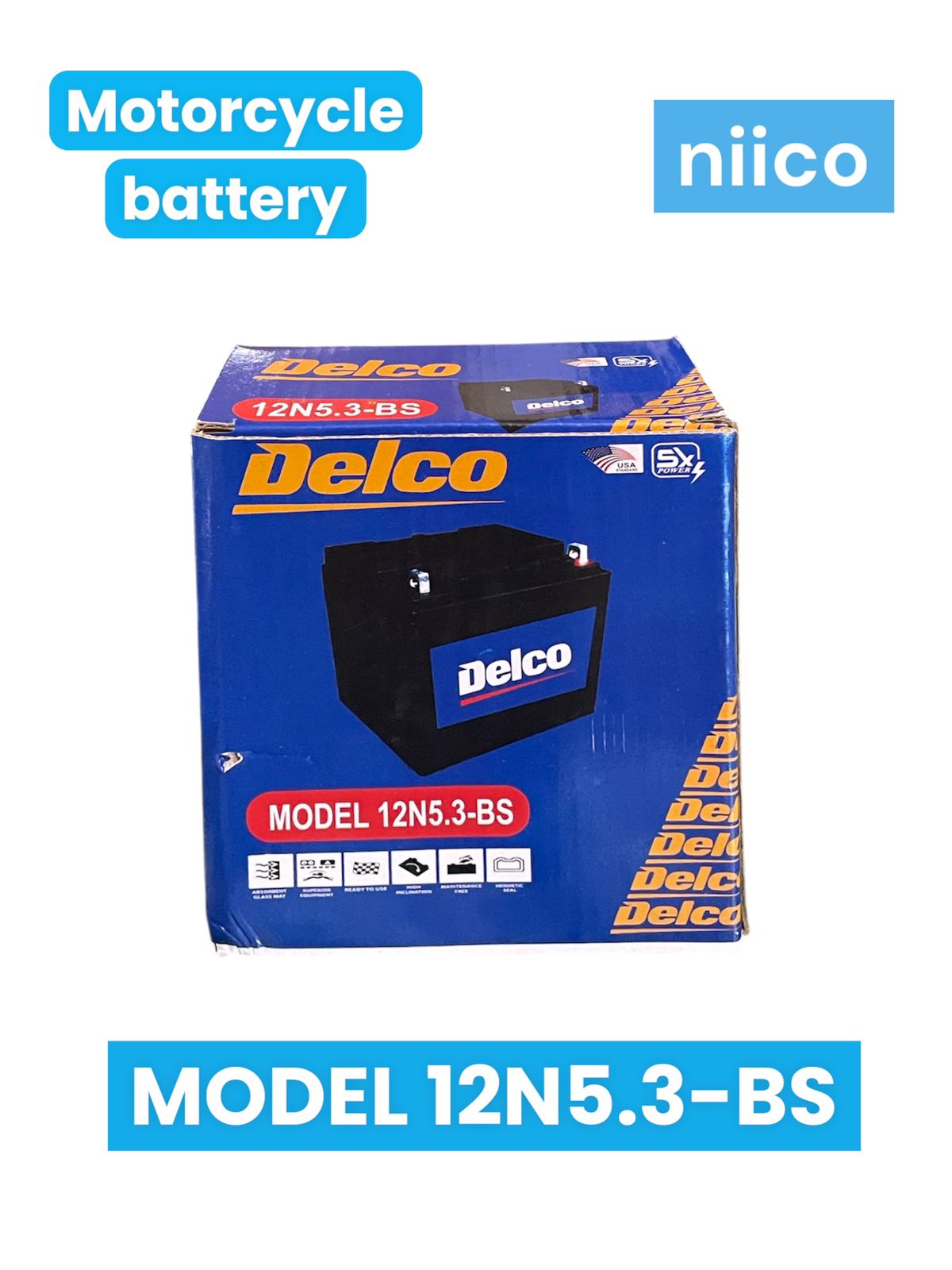 Picture of 12 Volt Discover/TVS Honda Motorcycle  Battery Maintenance Free Model-12N5.3-BS (12Volt 5.3 Ah)-3 Month Warranty