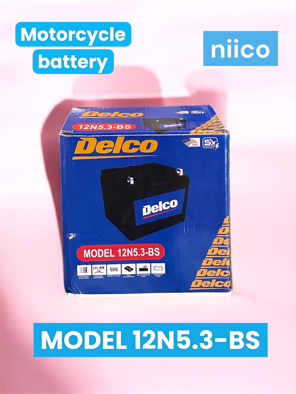 Picture of 12 Volt Discover/TVS Honda Motorcycle  Battery Maintenance Free Model-12N5.3-BS (12Volt 5.3 Ah)-3 Month Warranty