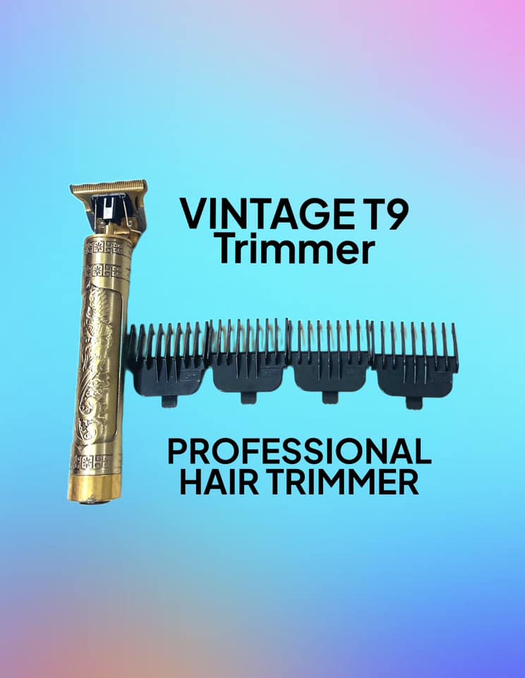 Picture of T9 Vintage USB 6500 charging cable with Rechargeable Hair Trimmer metal body Electric Hair Clipper Haircut Machine For Men-4 Clip(1 Year Warranty)