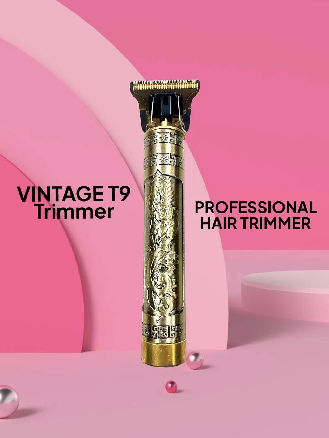 Picture of T9 Vintage USB 6500 charging cable with Rechargeable Hair Trimmer metal body Electric Hair Clipper Haircut Machine For Men-4 Clip(1 Year Warranty)