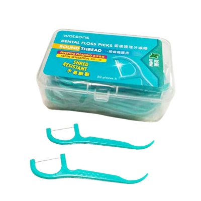 Picture of Watsons Round Thread Mint Dental Floss Picks - 50 Pieces Box