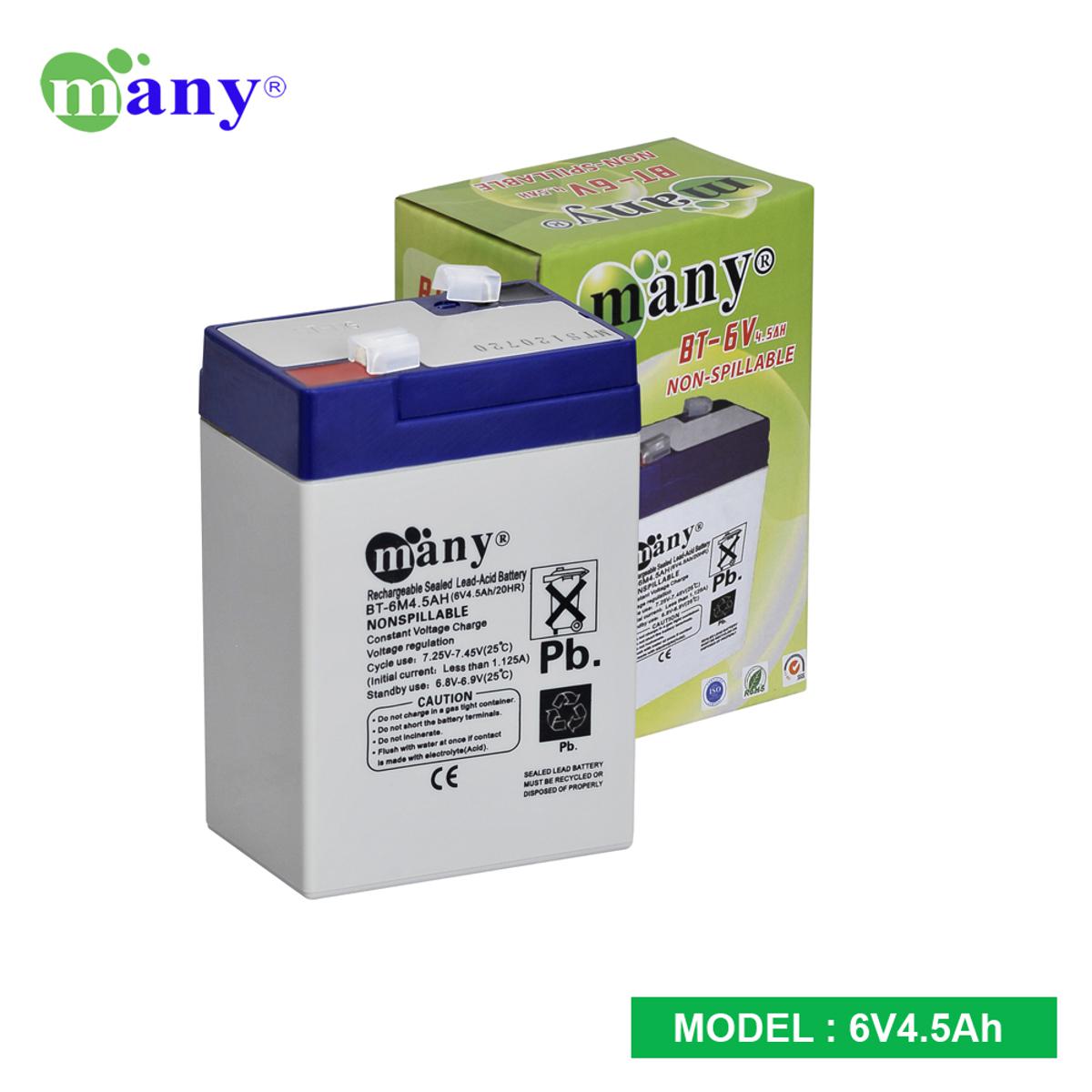 Picture of Battery Rechargeable Sealed Lead-Acid Battery For Charger Fan -Many- 6v.4.5Ah