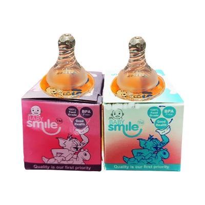 Picture of Baby Smile Standard Neck Soft Silicone Nipple M 4-6months 2pcs Pack Combo