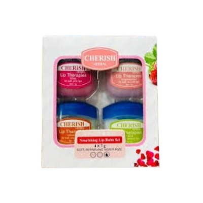 Picture of CHERISH Herbal 4Pcs Nourishing Lip Balm Set 7gm Lemon, Rose, Orange, Strawberry Flavor Lip Balm