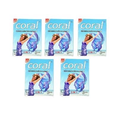 Picture of Coral 3in1 Flavors Lubricated Natural Latex Condom Half Box - 3x5 -15pcs (Made in Malaysia)