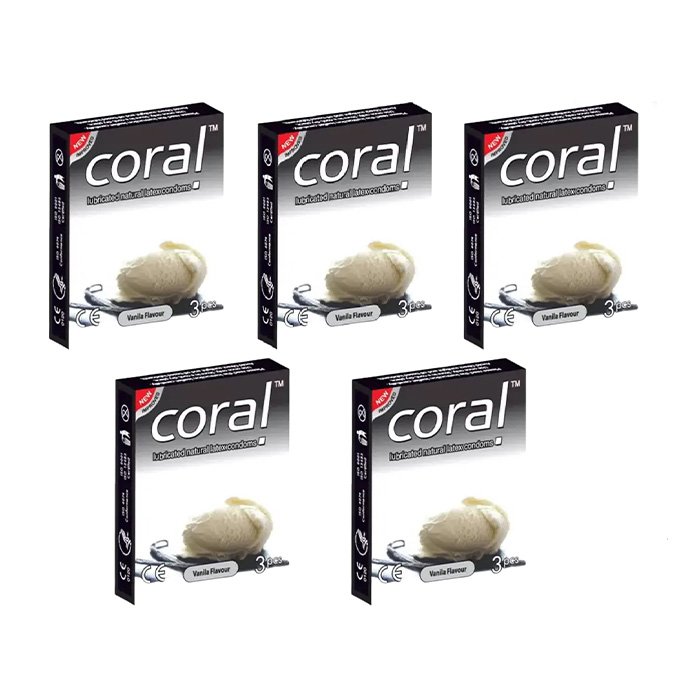Picture of Coral Vanilla Flavor Lubricated Natural Latex Condom Half Box - 3x5=15pcs (Made in Malaysia)
