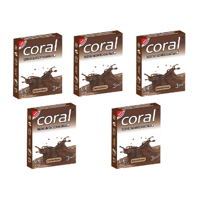 Picture of Coral Chocolate Flavors Lubricated Natural Latex Condom Half Box - 15pcs