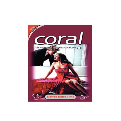 Picture of Coral - Dotted Extra Time Lubricated Natural Latex Condom - Combo Pack - 3 Packs