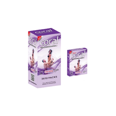 Picture of Coral Long Lasting Lubricated Natural Latex Condom Full Box 3x10=30pcs