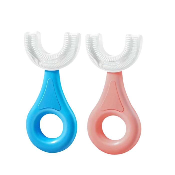 Picture of U-Shaped Toothbrush For Kids / Toddler - Toothbrush with Food Grade Soft Silicone Brush Head - Manual Whole Mouth Toothbrush for Kids Age 7-12 Year - 360° Oral Teeth Cleaning Design